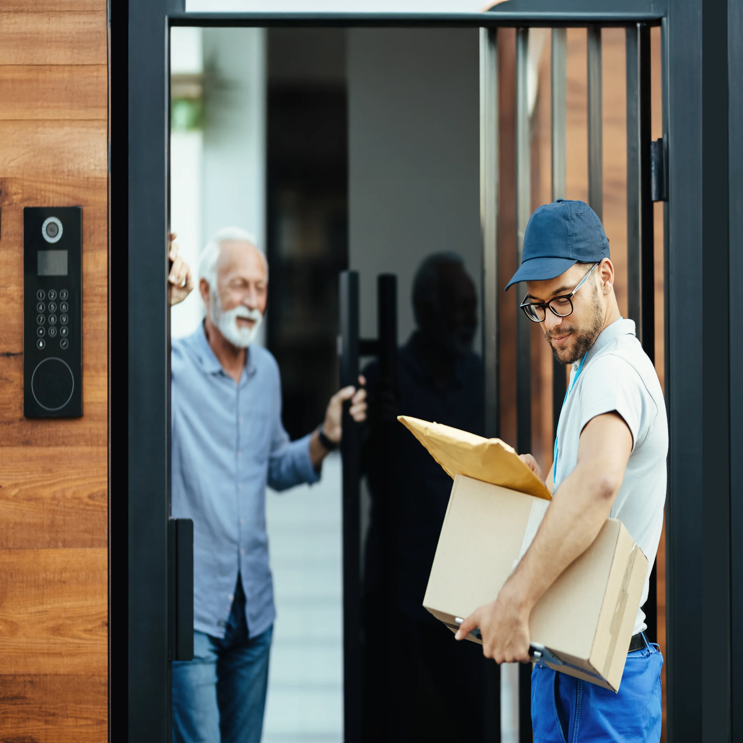 young postal worker making home delivery scaled